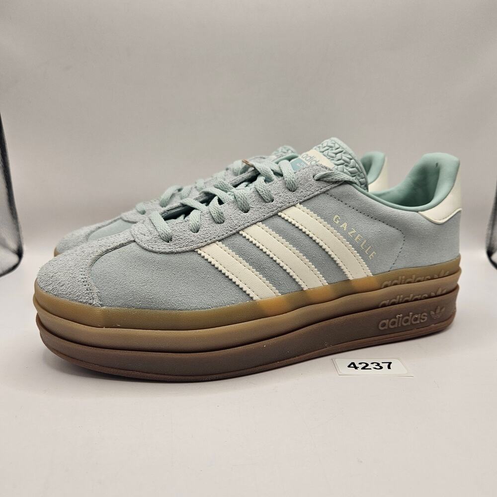 ADIDAS ORIGINALS WOMEN'S 10 GAZELLE BOLD ASH GREEN OFF WHITE GUM JS3902 PLATFORM